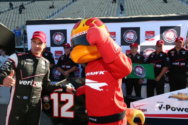 Will Power poses with the Firestone Firehawk after winning the pole for the GoPro Grand Prix of Sonoma at Sonoma Raceway -- Photo by: Chris Jones