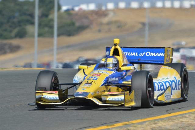 Marco Andretti heads down the backstretch esses during practice for the GoPro Grand Prix of Sonoma at Sonoma Raceway -- Photo by: John Cote