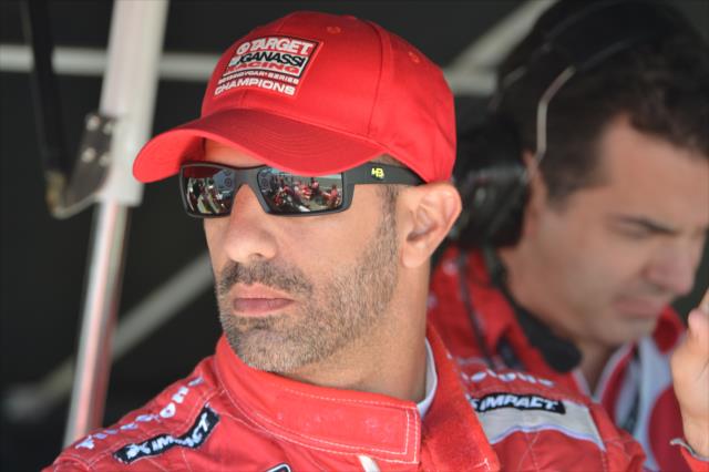 Tony Kanaan waits in his pit stand prior to practice for the GoPro Grand Prix of Sonoma at Sonoma Raceway -- Photo by: John Cote