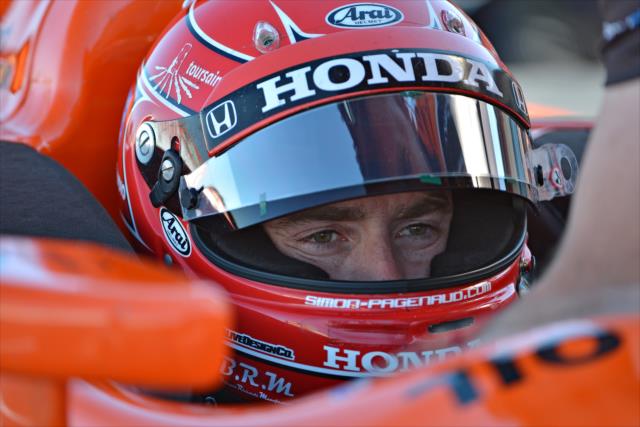 Simon Pagenaud sits in his machine prior to practice for the GoPro Grand Prix of Sonoma at Sonoma Raceway -- Photo by: John Cote