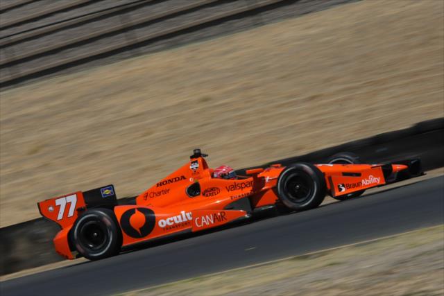 Simon Pagenaud heads down the backstretch during practice for the GoPro Grand Prix of Sonoma at Sonoma Raceway -- Photo by: Joe Skibinski