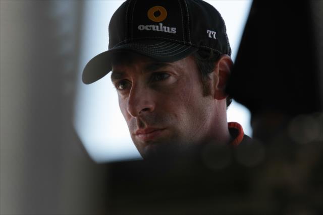 Simon Pagenaud reviews data in his pit stand following practice for the GoPro Grand Prix of Sonoma at Sonoma Raceway -- Photo by: Joe Skibinski