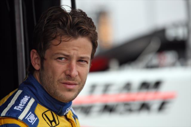 Marco Andretti sits in his pit stand prior to practice for the GoPro Grand Prix of Sonoma at Sonoma Raceway -- Photo by: Richard Dowdy