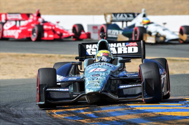 Graham Rahal leads the field through the Turn 9 Chicane during the GoPro Grand Prix of Sonoma at Sonoma Raceway -- Photo by: John Cote