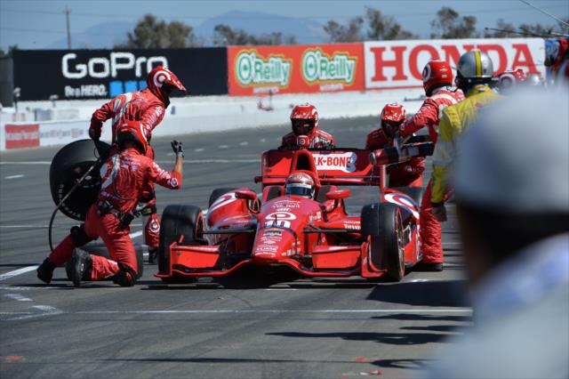Tony Kanaan leaves his pit stall after service during the GoPro Grand Prix of Sonoma at Sonoma Raceway -- Photo by: John Cote