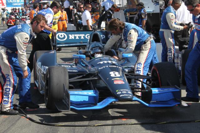 Ryan Briscoe's car is brought out to the grid during pre-race festivities for the GoPro Grand Prix of Sonoma at Sonoma Raceway -- Photo by: Richard Dowdy