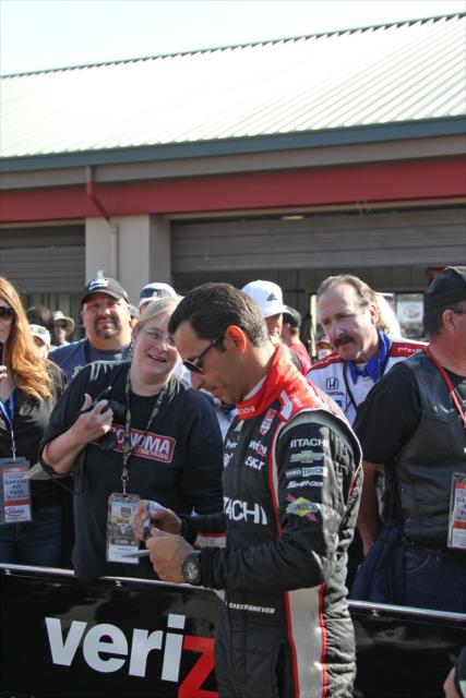 Helio Castroneves with some fans in the paddock prior to the GoPro Grand Prix of Sonoma from Sonoma Raceway -- Photo by: Richard Dowdy