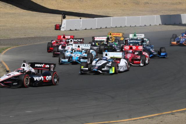 Will Power leads the field up to Turn 2 during the start of the GoPro Grand Prix of Sonoma at Sonoma Raceway -- Photo by: Richard Dowdy