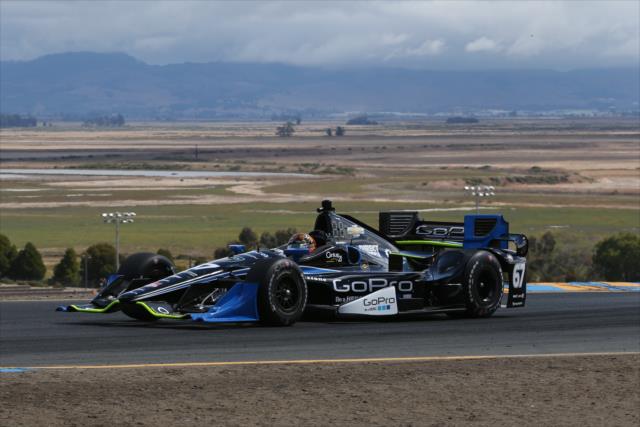 Josef Newgarden crests the Turn 2 hill during practice for the GoPro Grand Prix of Sonoma at Sonoma Raceway -- Photo by: Chris Jones