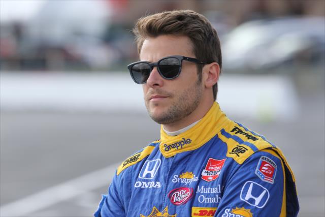 Marco Andretti waits along pit lane prior to practice for the GoPro Grand Prix of Sonoma at Sonoma Raceway -- Photo by: Chris Jones