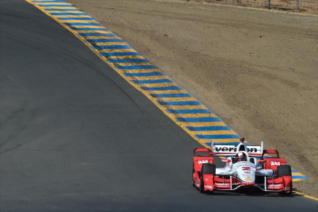 Juan Pablo Montoya sets up for Turn 5 during practice for the GoPro Grand Prix of Sonoma at Sonoma Raceway -- Photo by: Chris Owens