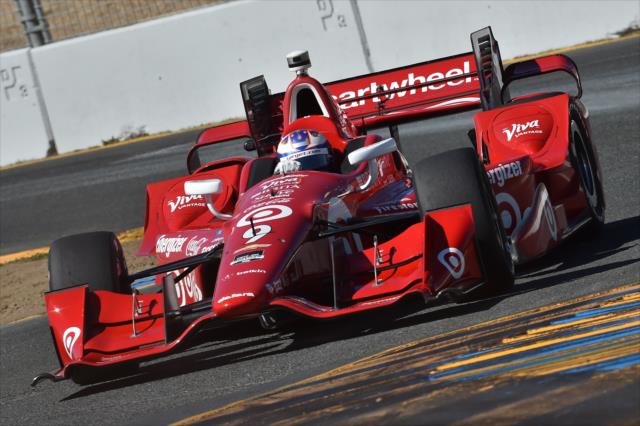 Scott Dixon sets up for Turn 9A during qualifications for the GoPro Grand Prix of Sonoma at Sonoma Raceway -- Photo by: Chris Owens