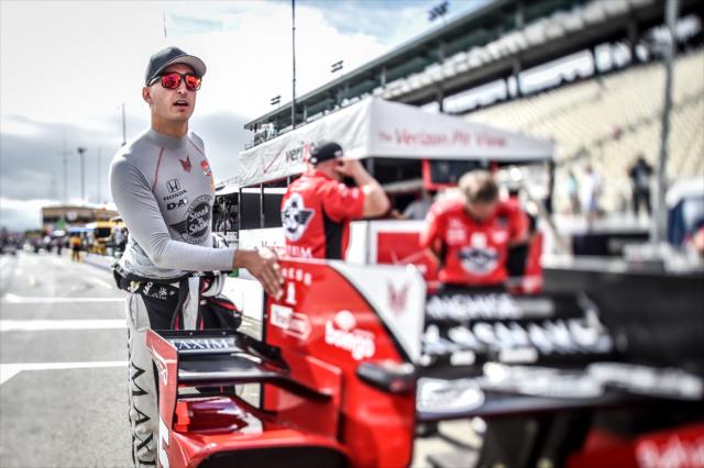 Graham Rahal gets ready on pit lane prior to practice for the GoPro Grand Prix of Sonoma at Sonoma Raceway -- Photo by: Chris Owens