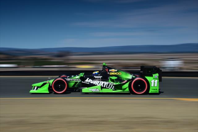 Sebastien Bourdais streaks toward Turn 3 during qualifications for the GoPro Grand Prix of Sonoma at Sonoma Raceway -- Photo by: Chris Owens