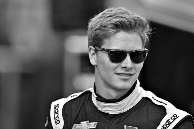 Josef Newgarden waits along pit lane prior to practice for the GoPro Grand Prix of Sonoma at Sonoma Raceway -- Photo by: John Cote