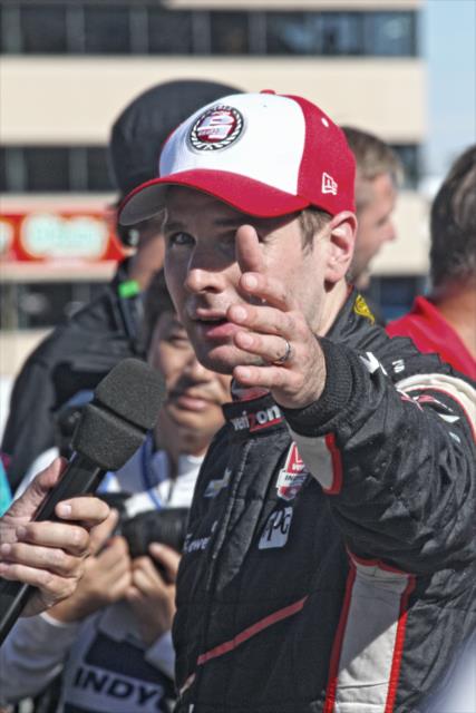 Will Power being interviewed after winning the pole position for the GoPro Grand Prix of Sonoma at Sonoma Raceway -- Photo by: Richard Dowdy