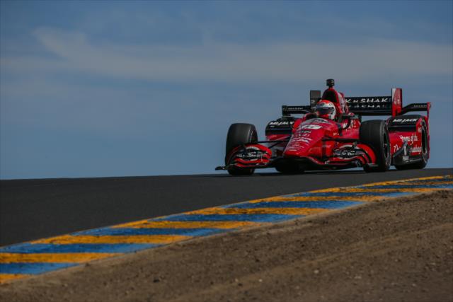 Graham Rahal crests the Turn 3 hill during qualifications for the GoPro Grand Prix of Sonoma at Sonoma Raceway -- Photo by: Shawn Gritzmacher