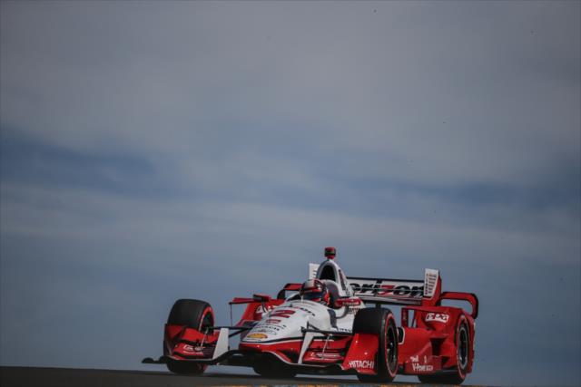 Juan Pablo Montoya crests the Turn 3 hill during qualifications for the GoPro Grand Prix of Sonoma at Sonoma Raceway -- Photo by: Shawn Gritzmacher