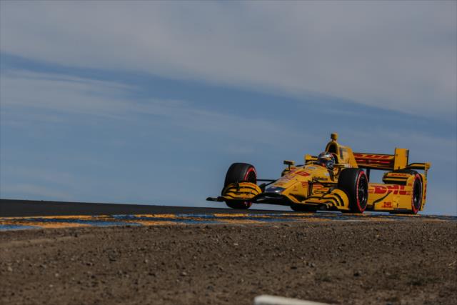 Ryan Hunter-Reay crests the Turn 3 hill during qualifications for the GoPro Grand Prix of Sonoma at Sonoma Raceway -- Photo by: Shawn Gritzmacher
