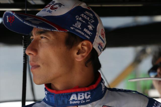 Takuma Sato in his pit stand following qualifications for the GoPro Grand Prix of Sonoma at Sonoma Raceway -- Photo by: Shawn Gritzmacher