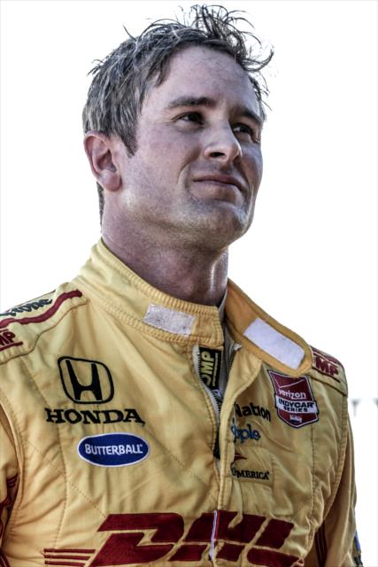 Ryan Hunter-Reay in his pit stand following qualifications for the GoPro Grand Prix of Sonoma at Sonoma Raceway -- Photo by: Shawn Gritzmacher