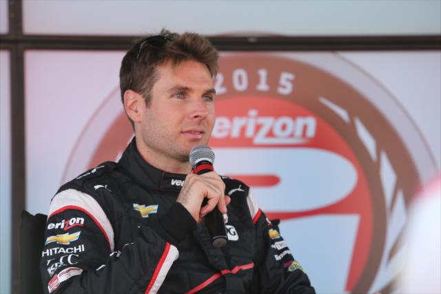 Will Power on stage during a Q&A session in the INDYCAR Fan Village at Sonoma Raceway -- Photo by: Chris Jones