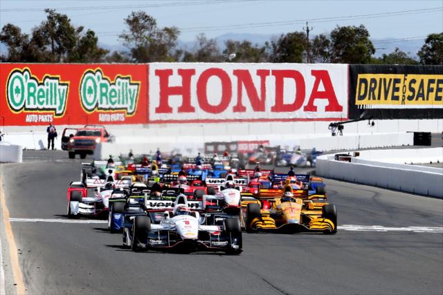 Will Power leads the field to the green to start the GoPro Grand Prix of Sonoma at Sonoma Raceway -- Photo by: Chris Jones