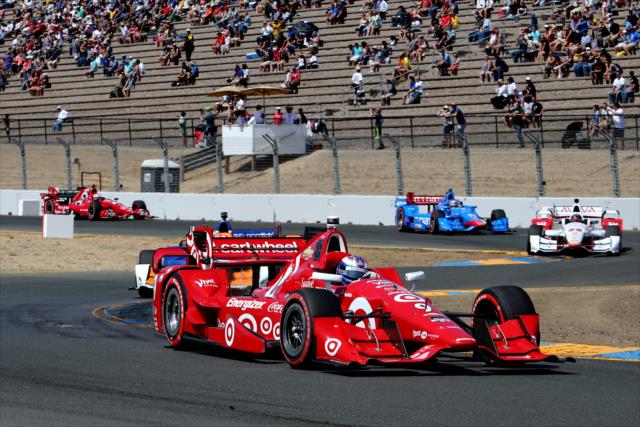 Scott Dixon leads the field through the Turn 9/9A chicane during the GoPro Grand Prix of Sonoma at Sonoma Raceway -- Photo by: Chris Jones