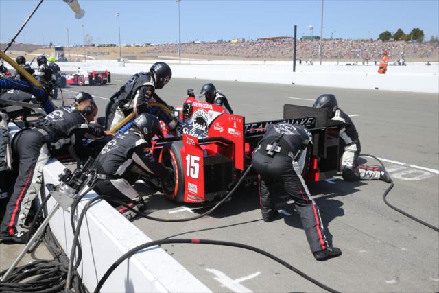 Graham Rahal comes in for service on pit lane during the GoPro Grand Prix of Sonoma at Sonoma Raceway -- Photo by: Chris Jones