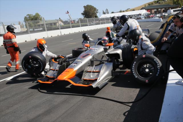 Stefano Coletti comes in for service on pit lane during the GoPro Grand Prix of Sonoma at Sonoma Raceway -- Photo by: Chris Jones