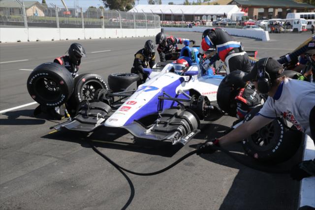 Mikhail Aleshin comes in for service on pit lane during the GoPro Grand Prix of Sonoma at Sonoma Raceway -- Photo by: Chris Jones