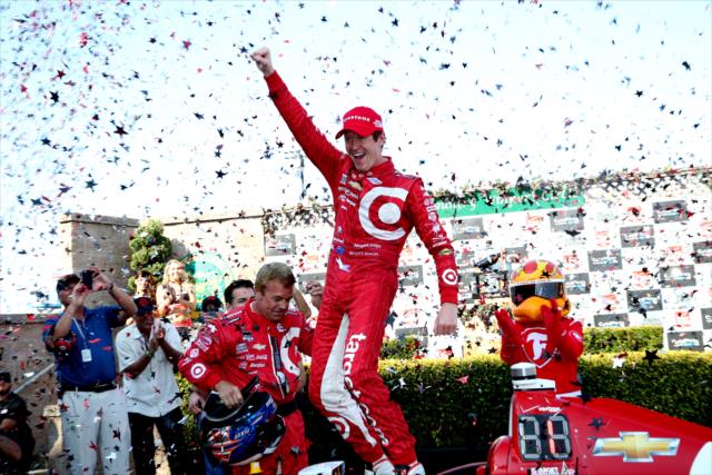 Scott Dixon celebrates victory in Victory Lane in the GoPro Grand Prix of Sonoma and the 2015 Verizon IndyCar Series Championship -- Photo by: Chris Jones