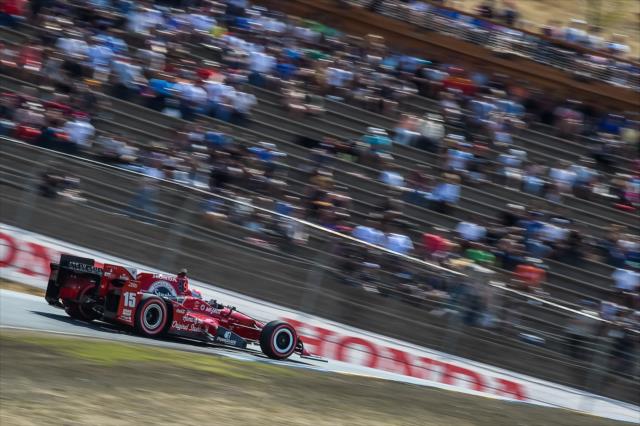 Graham Rahal reaches the Turn 2 hill during the GoPro Grand Prix of Sonoma -- Photo by: Chris Owens