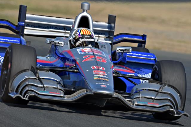 Oriol Servia navigates the Turn 9/9A chicane during the final practice for the GoPro Grand Prix of Sonoma at Sonoma Raceway -- Photo by: John Cote