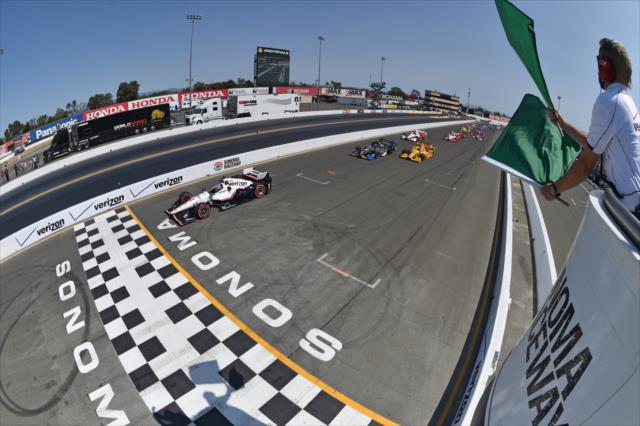 Will Power leads the field to the green flag to start the GoPro Grand Prix of Sonoma at Sonoma Raceway -- Photo by: John Cote
