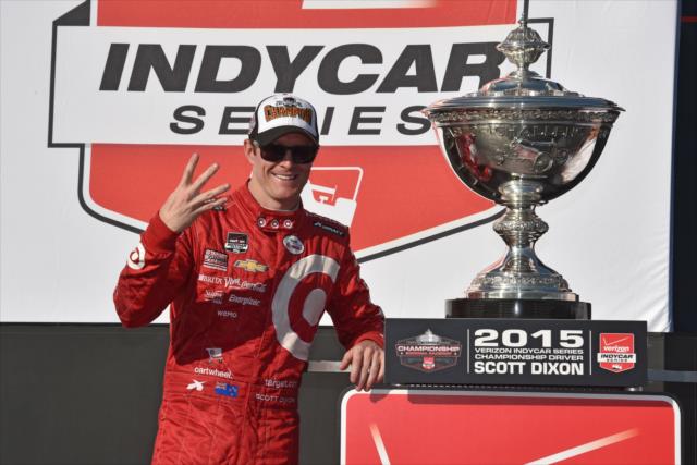 Scott Dixon wins the 2015 Verizon IndyCar Series Championship, his fourth series championship of his career -- Photo by: John Cote