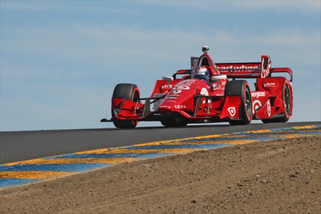 Scott Dixon crests the Turn 3 hill during the GoPro Grand Prix of Sonoma -- Photo by: Richard Dowdy