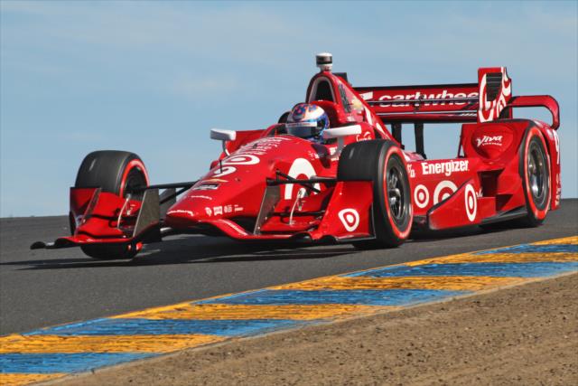 Scott Dixon crests the Turn 3 hill during the GoPro Grand Prix of Sonoma -- Photo by: Richard Dowdy