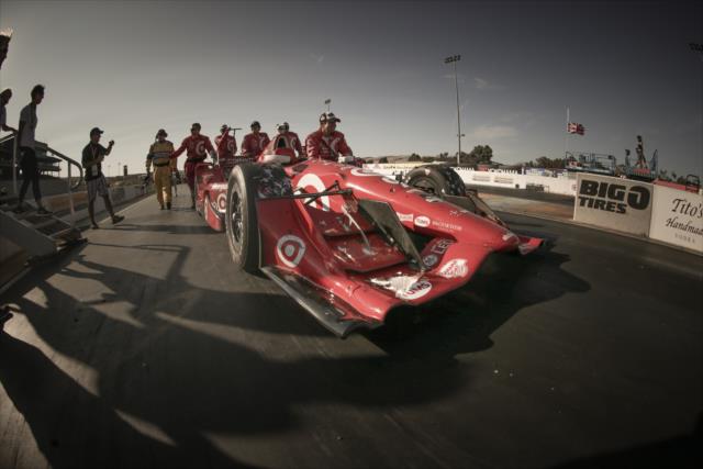 The Car of Scott Dixon is wheeled away following his win in the GoPro Grand Prix of Sonoma -- Photo by: Shawn Gritzmacher