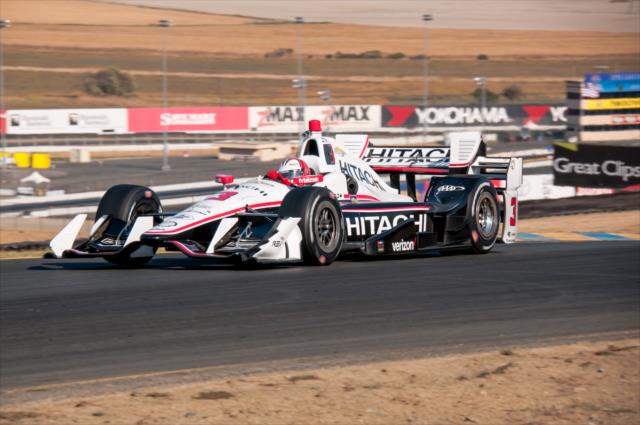 Helio Castroneves exits Turn 2 during the open test at Sonoma Raceway -- Photo by: Mike Finnegan