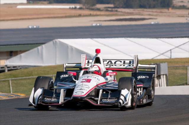 Helio Castroneves exits Turn 2 during the open test at Sonoma Raceway -- Photo by: Mike Finnegan