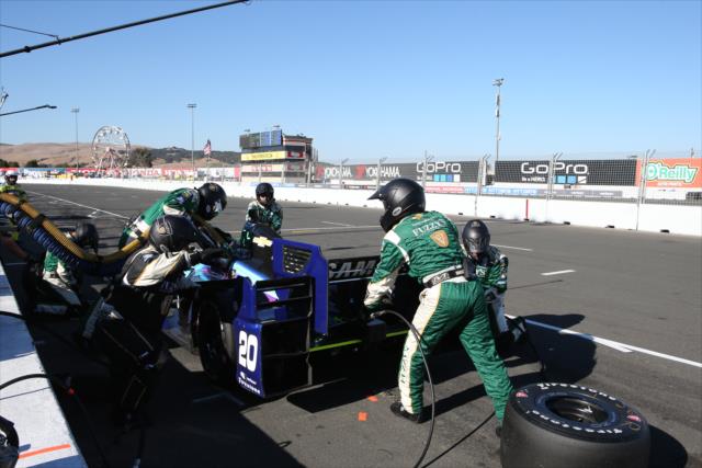Spencer Pigot comes in for tires and fuel on pit lane during the GoPro Grand Prix of Sonoma -- Photo by: Chris Jones