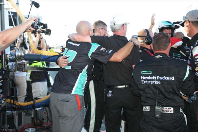 Team Penske celebrates on pit lane as Simon Pagenaud wins the 2016 Verizon IndyCar Series championship and the GoPro Grand Prix of Sonoma -- Photo by: Richard Dowdy