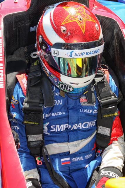 Mikhail Aleshin sits in his No. 7 SMP Racing Honda prior to the final warmup for the GoPro Grand Prix of Sonoma at Sonoma Raceway -- Photo by: Richard Dowdy