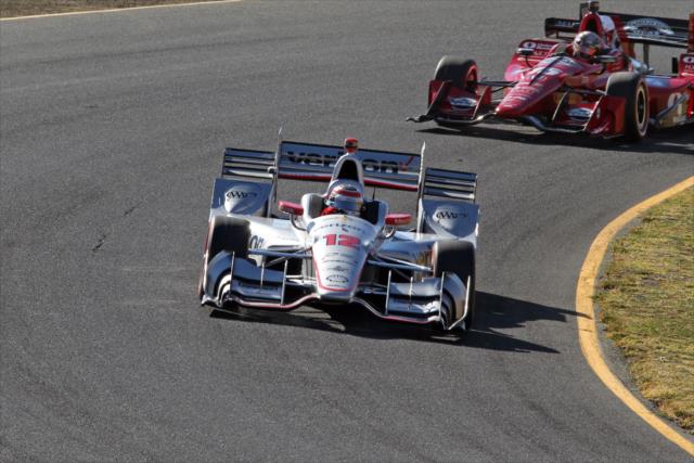 Will Power and Graham Rahal enter the Turn 6 Carousel during the GoPro Grand Prix of Sonoma -- Photo by: Richard Dowdy