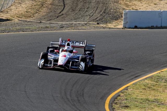 Helio Castroneves sets up for the Turn 6 Carousel during the GoPro Grand Prix of Sonoma -- Photo by: Richard Dowdy