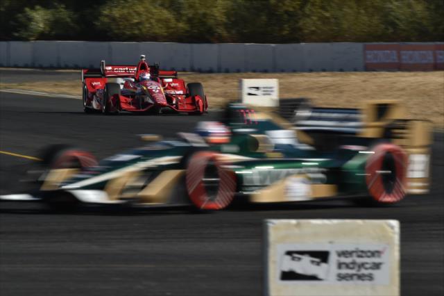 Scott Dixon sets up for the Turn 7 hairpin during the GoPro Grand Prix of Sonoma -- Photo by: Chris Owens