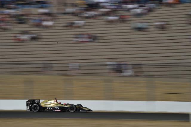 James Hinchcliffe streaks down the backstretch during the GoPro Grand Prix of Sonoma -- Photo by: Chris Owens