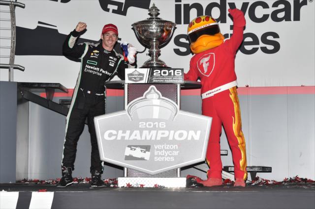 Simon Pagenaud with the Firestone Firehawk following his win in the GoPro Grand Prix of Sonoma to become the 2016 Verizon IndyCar Series Champion -- Photo by: Chris Owens