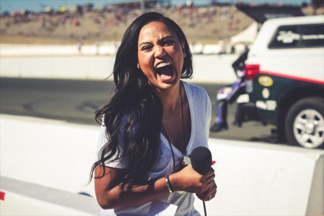 Grand Marshal Ayesha Curry gives the command to fire engines to start the GoPro Grand Prix of Sonoma -- Photo by: Joe Skibinski